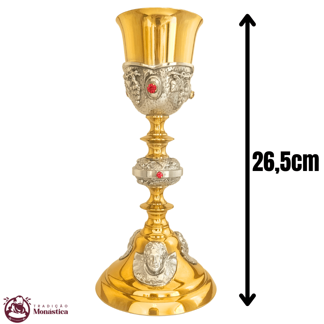 Cálice com Detalhes de Anjos - Banhado em Ouro - 5