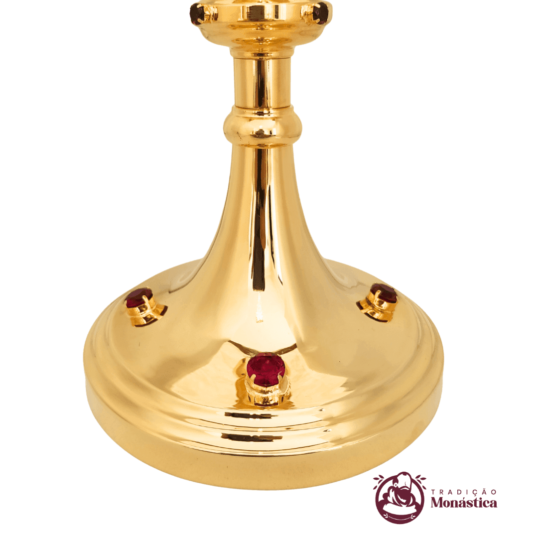Conjunto de Cálice e Âmbula com Pedras Vermelhas - Grande - 5